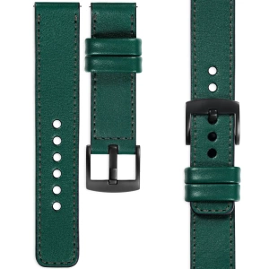 moVear Prestige C1 Skórzany pasek 26mm do zegarka | Zielony butelkowy, grafitowe przeszycie [rozmiary XS-XXL i klamra do wyboru]