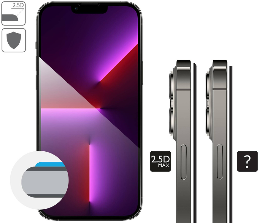 moVear GLASS mSHIELD 2.5D MAX do Apple iPhone 14 Plus / 13 Pro Max (6.7") (kompatybilne z etui)