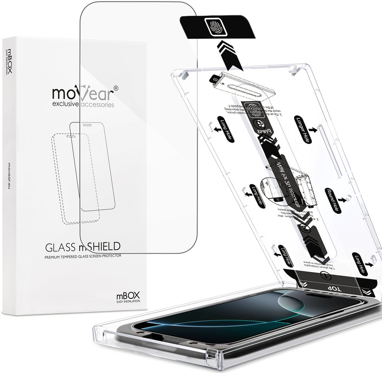 moVear mBOX GLASS mSHIELD 2.5D do Apple iPhone 17 Pro Max / 16 Pro Max (6.9") (łatwy montaż)