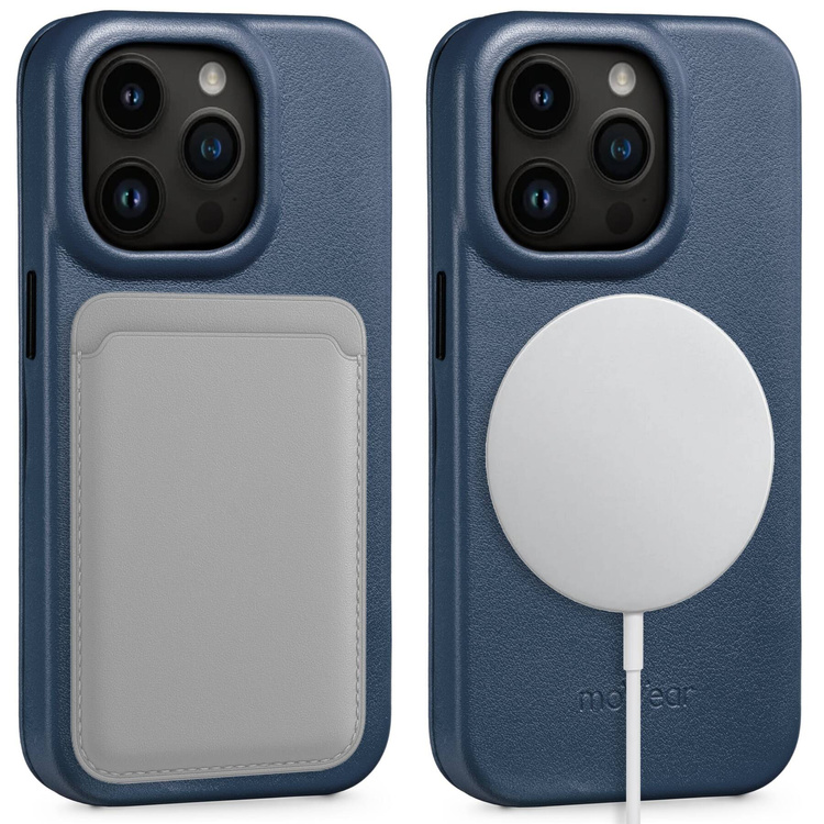 moVear flipSide 4S skórzane etui do Apple iPhone 14 Pro (6.1") | Skóra naturalna gładka (Granatowa)