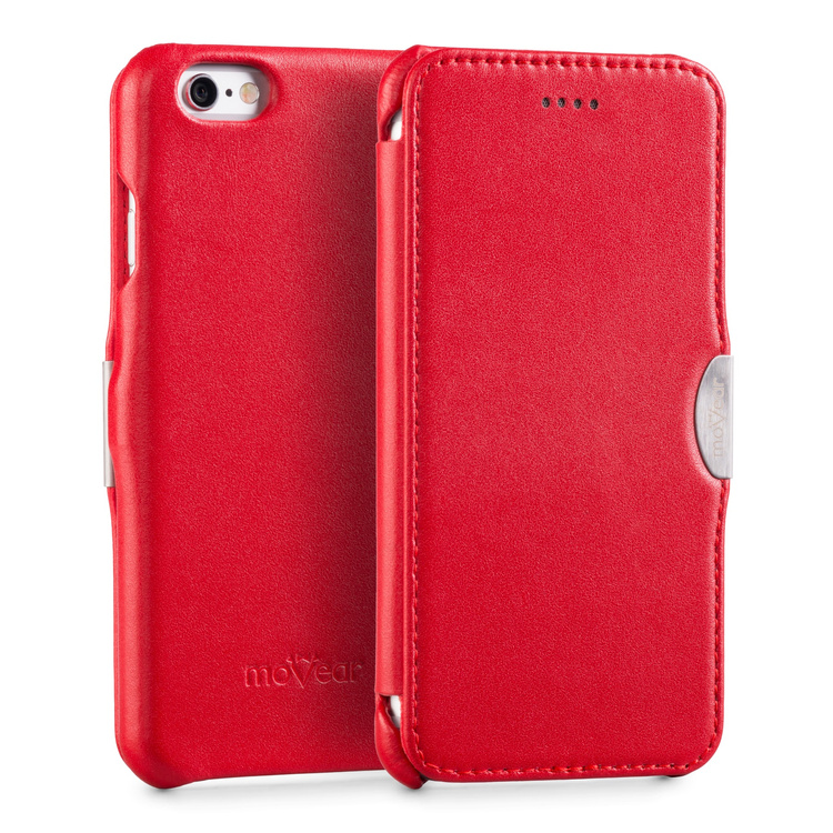 moVear flipSide C skórzane etui do Apple iPhone 6 / 6s (4.7") | Skóra naturalna gładka (Czerwona)