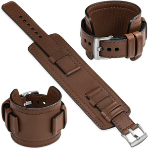 moVear Prestige CW1 Szeroki skórzany pasek 24mm do zegarka | Ciemnobrązowy, ciemnobrązowe przeszycie [rozmiary XS-XXL i klamra do wyboru]
