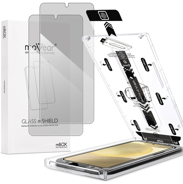 2 szt. | moVear mBOX GLASS mSHIELD 2.5D privacy do Samsung Galaxy S25+ / S24+ (Plus) (6.7") (Anty spy, z Aplikatorem)