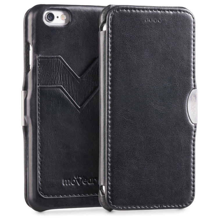 moVear flipSide C+ Skórzane Etui do Apple iPhone 6 / 6s | Skóra Vintage | Czarny