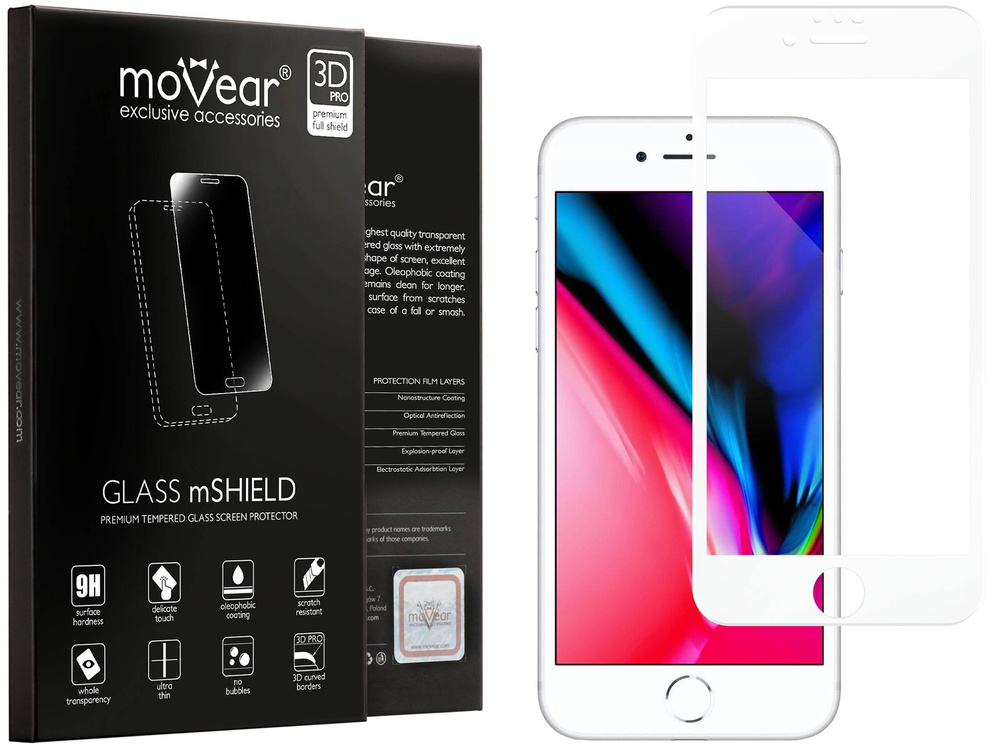 moVear GLASS mSHIELD 3D PRO do Apple iPhone 8 Plus / 7 Plus (5.5") (na cały ekran)