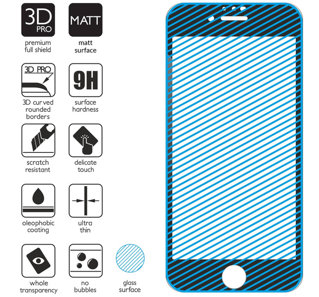 2 szt. | moVear GLASS mSHIELD 3D PRO MATT do Apple iPhone 8 Plus / 7 Plus (5.5") | (Antyrefleksyjne)