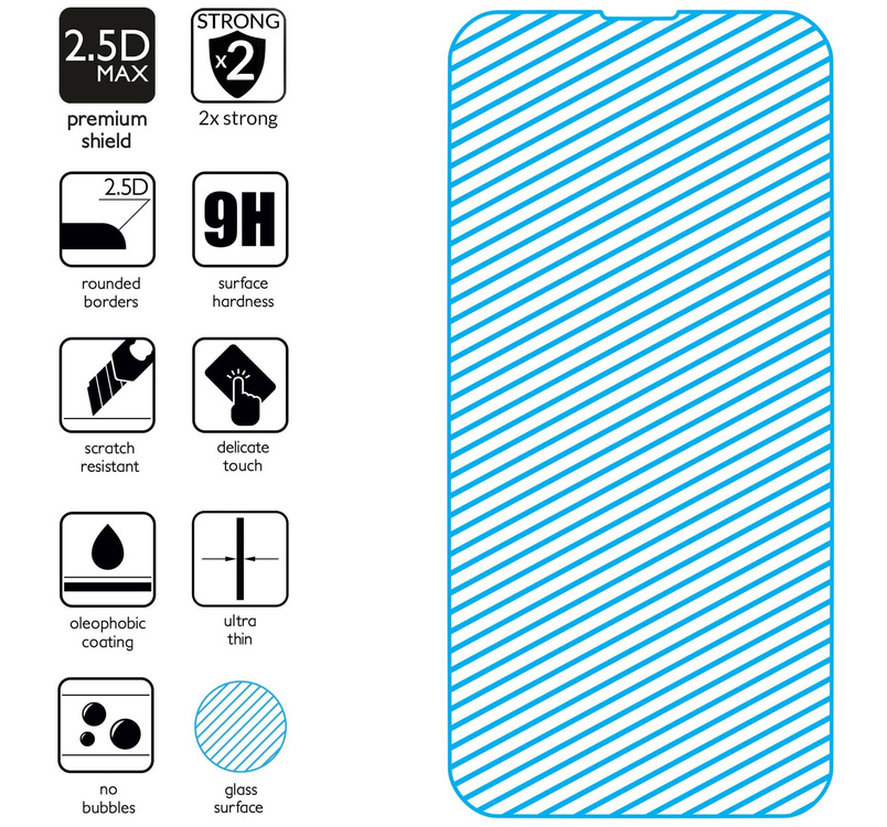moVear GLASS mSHIELD 2.5D MAX do Apple iPhone 16e / 14 / 13 / 13 Pro (6.1") (kompatybilne z etui)