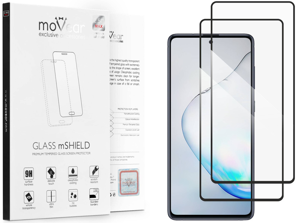 2 szt. | moVear GLASS mSHIELD 2.5D MAX do Samsung Galaxy Note 10 Lite (6.7") (kompatybilne z etui)