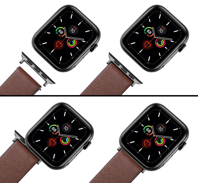 moVear | Adapter paska 20mm do Apple Watch 9/8/7/6/SE/5/4/3/2/1 (41/40/38mm) | Czarny Stal nierdzewna +PVD
