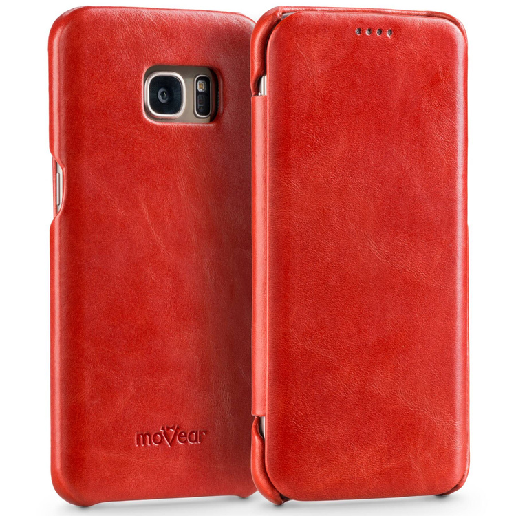 moVear flipSide S skórzane etui do Samsung Galaxy S7 edge (5.5") | Skóra naturalna vintage (Czerwona)
