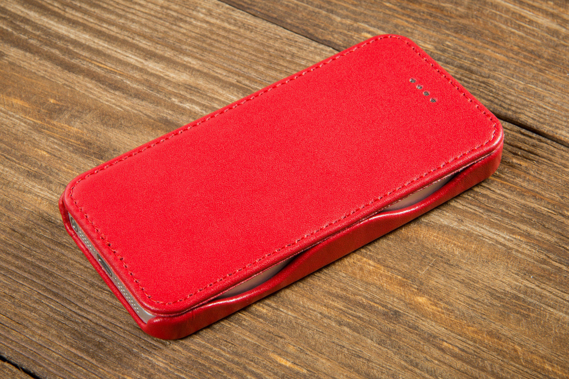 moVear flipSide C+ Skórzane Etui do Apple iPhone SE / 5s / 5 | Skóra Gładka | Czerwony