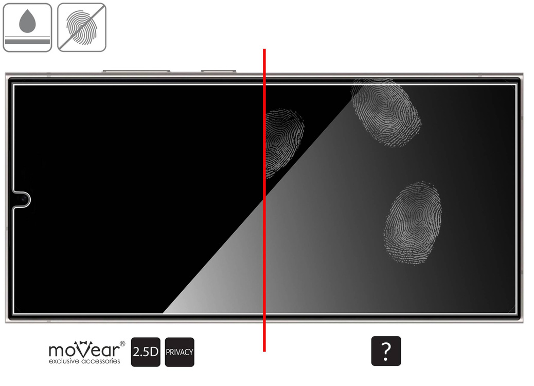 2 szt. | moVear mBOX GLASS mSHIELD 2.5D privacy do Samsung Galaxy S24 Ultra (6.8") (Anty spy, z Aplikatorem)