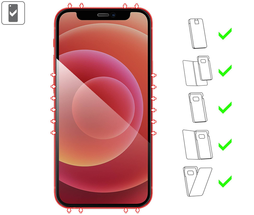 moVear GLASS mSHIELD 2.5D MAX privacy do Apple iPhone 12 Mini (5.4") (Prywatyzujące, kompatybilne z etui)