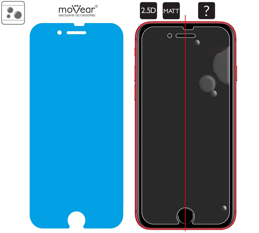 moVear GLASS mSHIELD 2.5D MATT do Apple iPhone SE (2022 / 2020) / 8 / 7 (4.7") (Antyrefleksyjne, kompatybilne z etui)