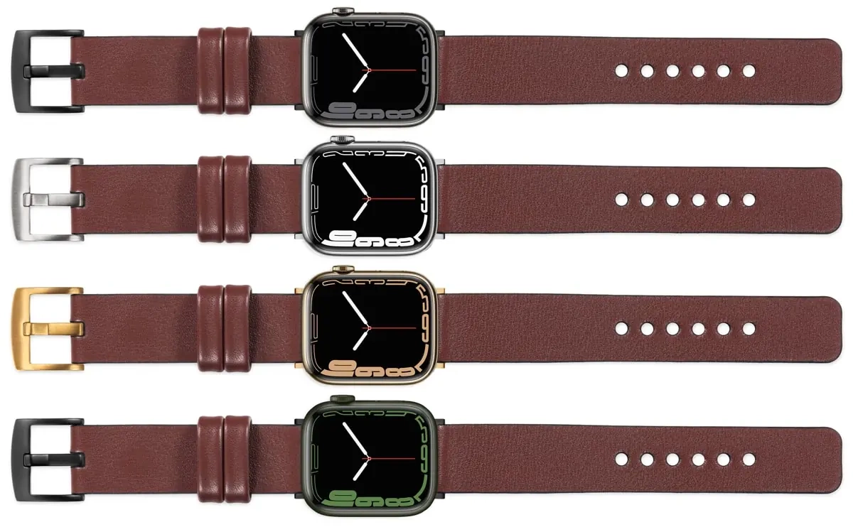 moVear Prestige S1 Skórzany pasek 22mm do Apple Watch 10 / 9 / 8 / 7 / 6 / 5 / 4 / SE (42/41/40mm) | Kasztanowy [adapter i klamra do wyboru]