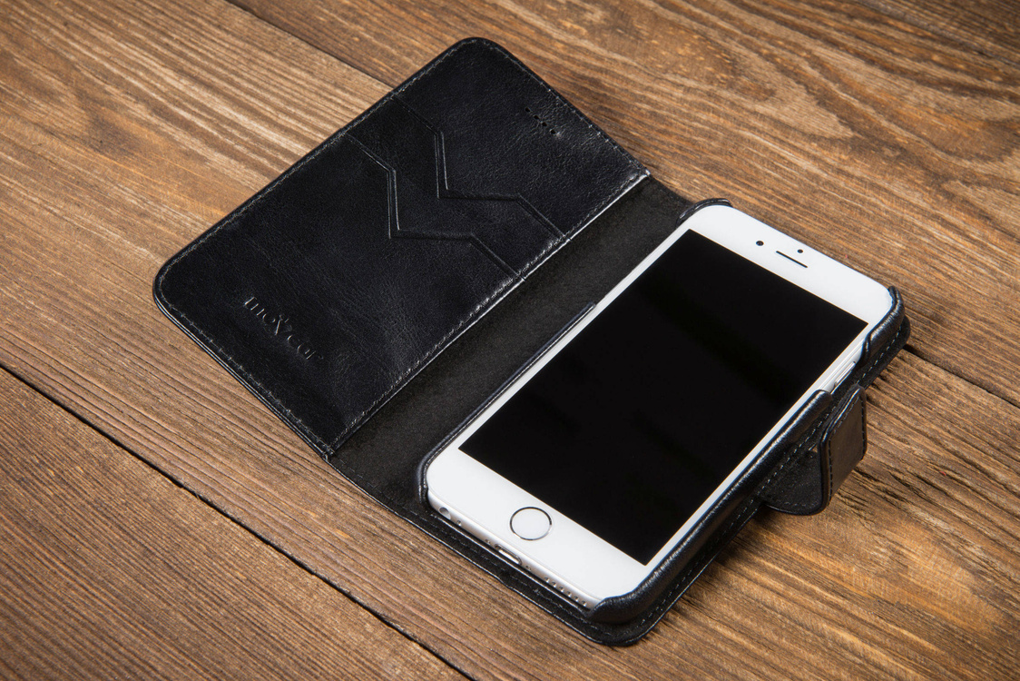 moVear multiCover W Skórzane Etui 3w1 do Apple iPhone 6 / 6s | Portfel, Wallet | Skóra Vintage | Czarny