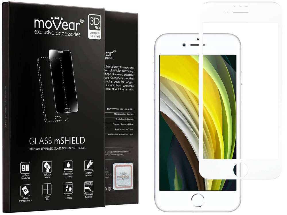 moVear GLASS mSHIELD 3D PRO do Apple iPhone 8 / 7 (4.7") (na cały ekran)