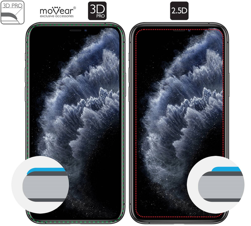 moVear GLASS mSHIELD 3D PRO do Apple iPhone 11 Pro / Xs / X (5.8") (na cały ekran)