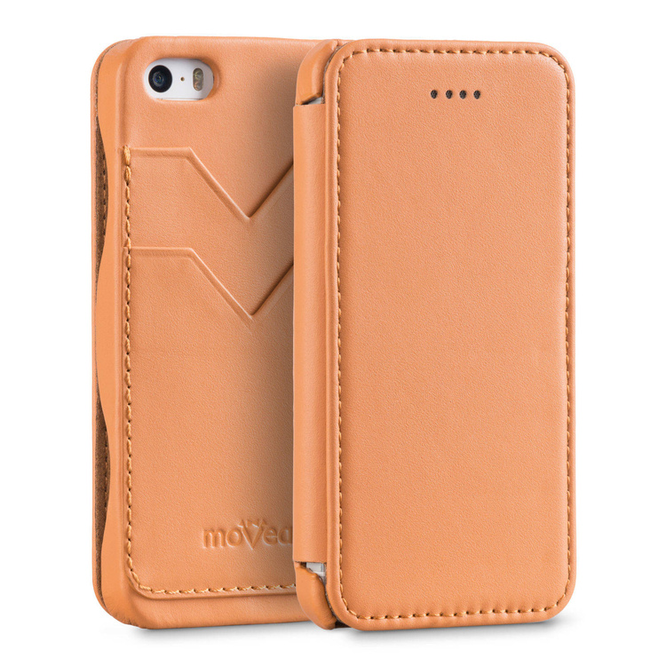 moVear flipSide C+ Skórzane Etui do Apple iPhone SE / 5s / 5 | Skóra Gładka | Cappuccino