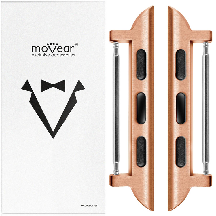 moVear | Adapter paska 20mm do Apple Watch 9/8/7/6/SE/5/4/3/2/1 (41/40/38mm) | Różowe Złoto Stal nierdzewna +PVD