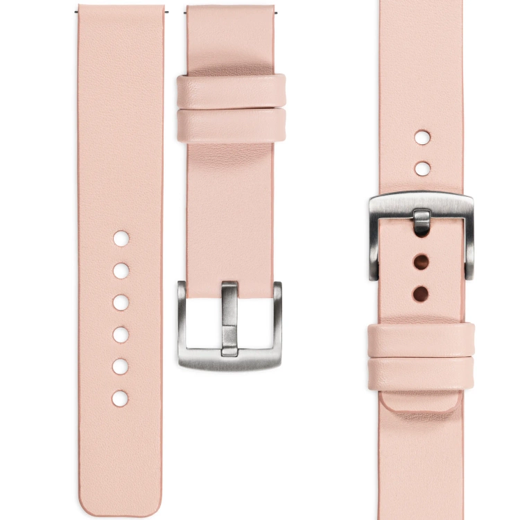 moVear Prestige S1 Skórzany pasek 22mm do Xiaomi Watch S1 / Mi Watch / Amzfit | Różowy cielisty [rozmiary XS-XXL i klamra do wyboru]