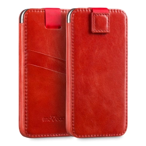 moVear pocketCase C+ skórzana wsuwka do Apple iPhone Air / 11 Pro MAX / Xs MAX / 11 / XR / 8/7/6 Plus | Skóra naturalna vintage (Czerwona)