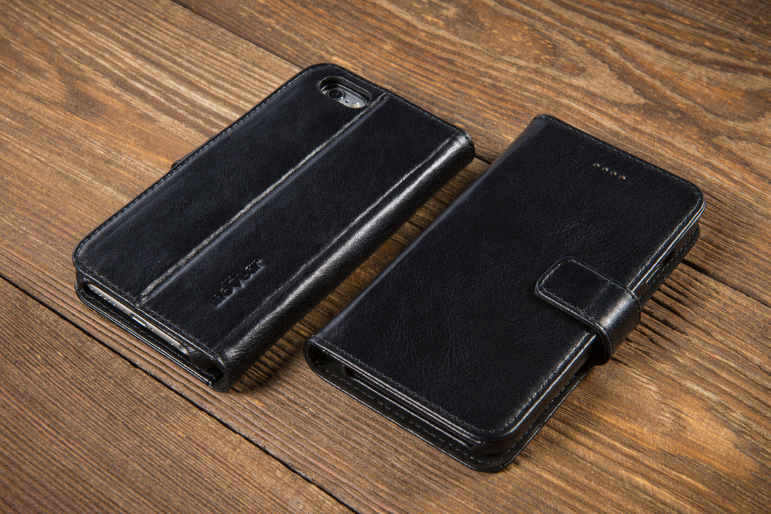 moVear multiCover W Skórzane Etui 3w1 do Apple iPhone 6 / 6s | Portfel, Wallet | Skóra Vintage | Czarny