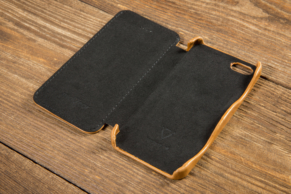 moVear flipSide C+ Skórzane Etui do Apple iPhone SE / 5s / 5 | Skóra Vintage | Jasnobrązowy