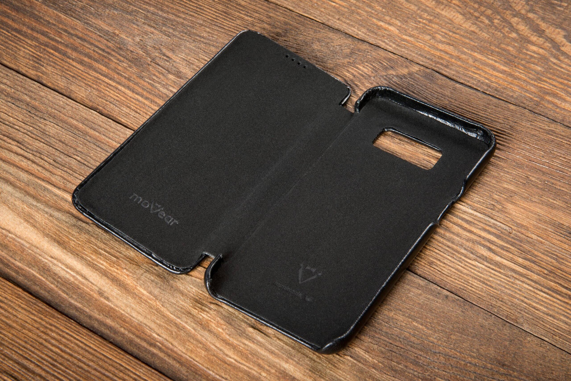 moVear flipSide S skórzane etui do Samsung Galaxy S8 (5.8") | Skóra naturalna gładka (Czarna)