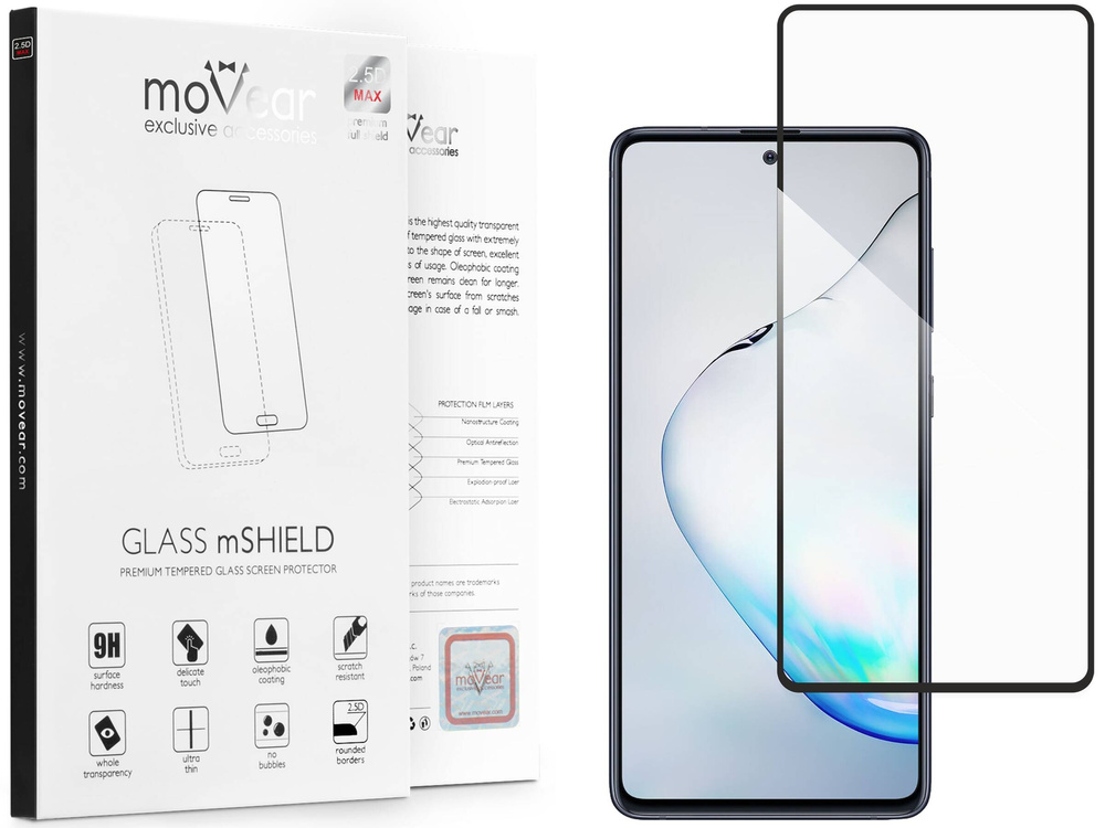 moVear GLASS mSHIELD 2.5D MAX do Samsung Galaxy Note 10 Lite (6.7") (kompatybilne z etui)