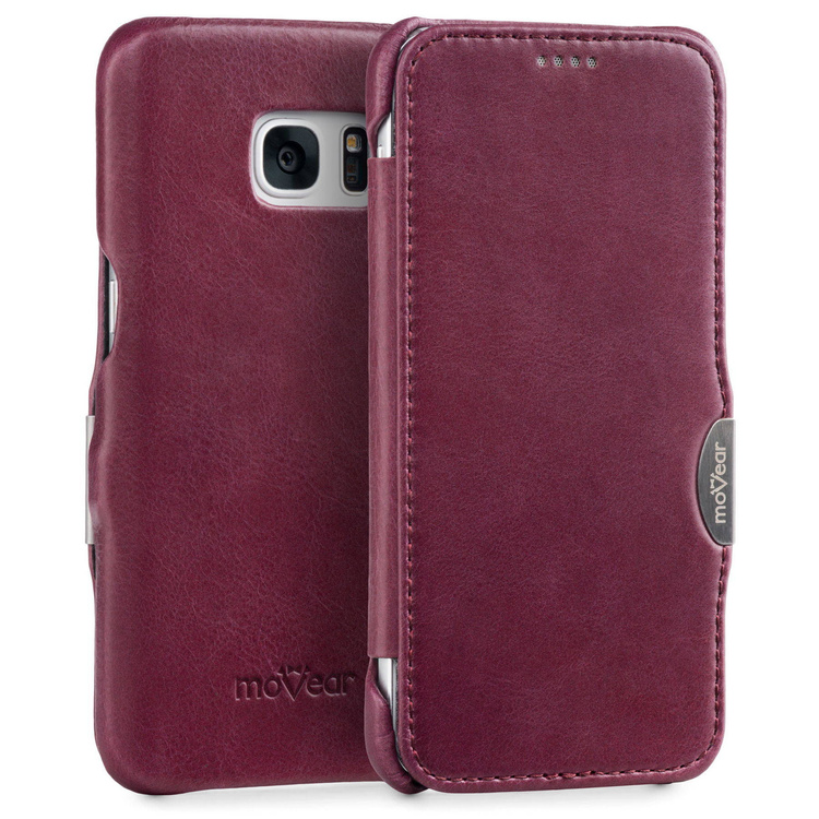 moVear flipSide C Skórzane Etui do Samsung Galaxy S6 | Skóra Vintage | Fioletowy