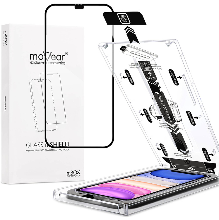 moVear mBOX GLASS mSHIELD 2.5D MAX do Apple iPhone 11 / Xr (6.1") (łatwy montaż)