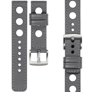 moVear Prestige R1 Skórzany pasek 24mm do zegarka | Szary, szare przeszycie [rozmiary XS-XXL i klamra do wyboru]
