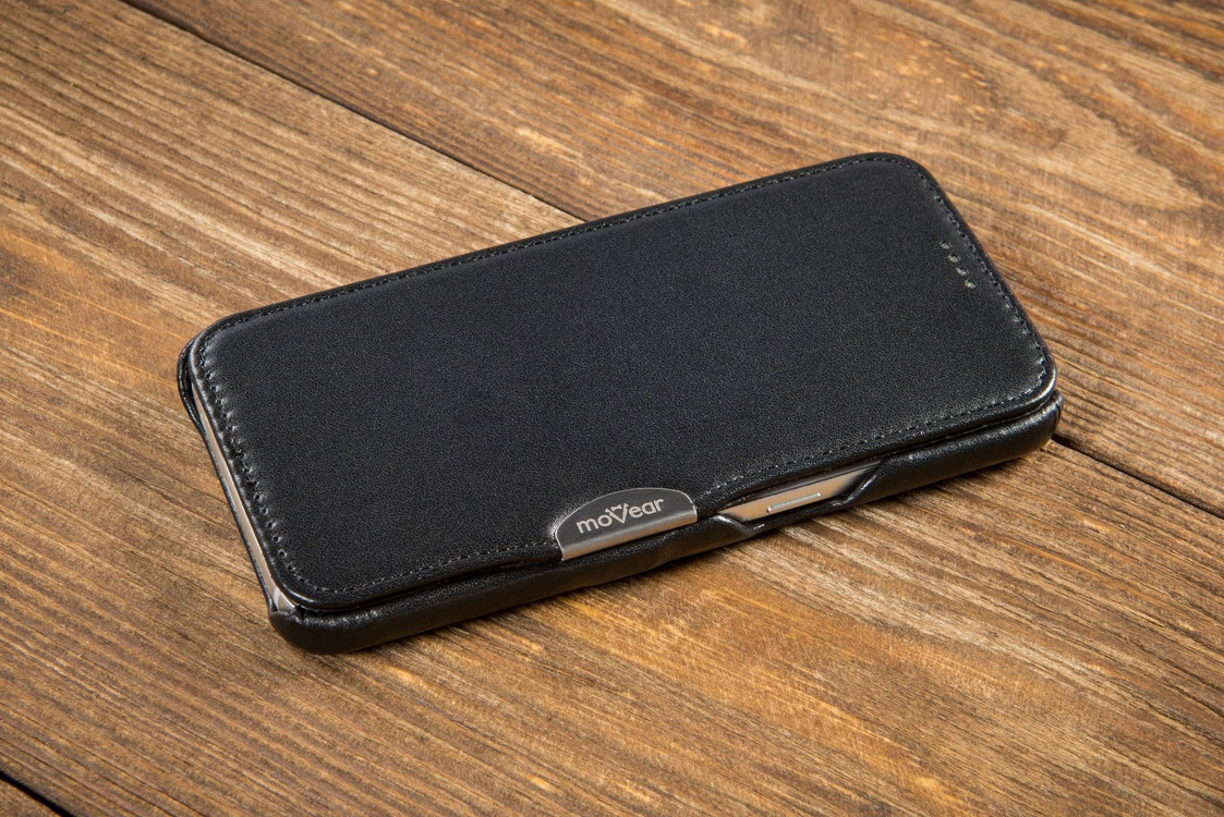 moVear flipSide C+ Skórzane Etui do Samsung Galaxy S7 | Skóra Gładka | Czarny