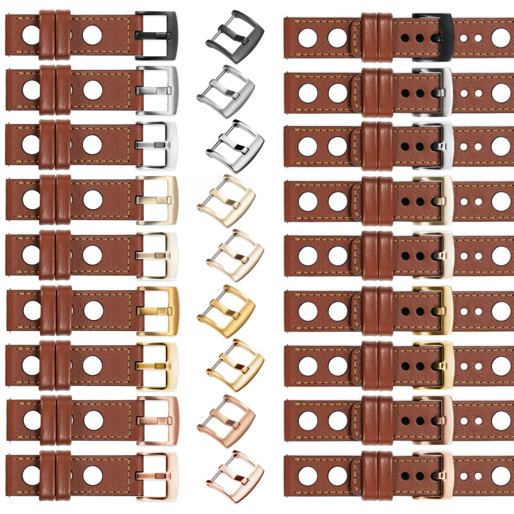 moVear Prestige R1 Skórzany pasek 26mm do zegarka | Brązowy, złote przeszycie [rozmiary XS-XXL i klamra do wyboru]