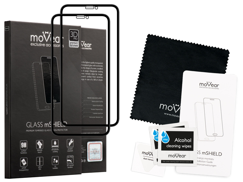2 szt. | moVear GLASS mSHIELD 3D PRO MATT na iPhone Xs / X | Matowe Szkło Hartowane na Cały Ekran, Antyrefleksyjne, 9H