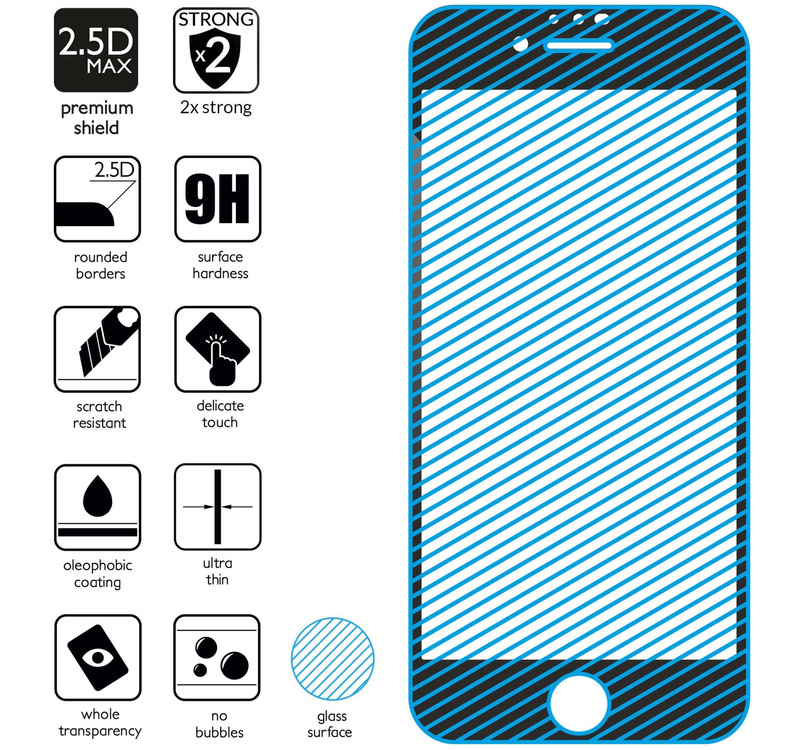2 szt. | moVear GLASS mSHIELD 2.5D MAX do Apple iPhone SE (2022 / 2020) / 8 / 7 (4.7") (kompatybilne z etui)