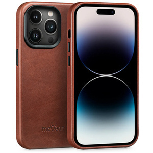 moVear backCover 4S Skórzane plecki do Apple iPhone 16 Pro Max (6.9") | kompatybilne z MagSafe, Skóra naturalna olejowana (Ciemnobrązowa)