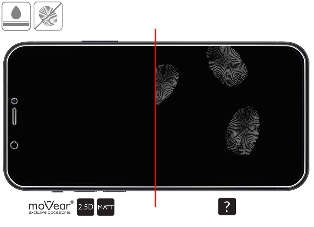 moVear GLASS mSHIELD 2.5D MATT do Apple iPhone 12 Pro / 12 (6.1") (Antyrefleksyjne, kompatybilne z etui)