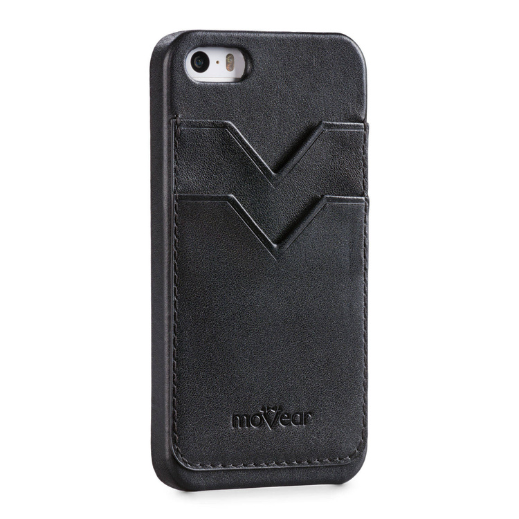 moVear backCover S+ Skórzane Etui Plecki do Apple iPhone SE / 5s / 5 | Skóra Gładka | Czarny