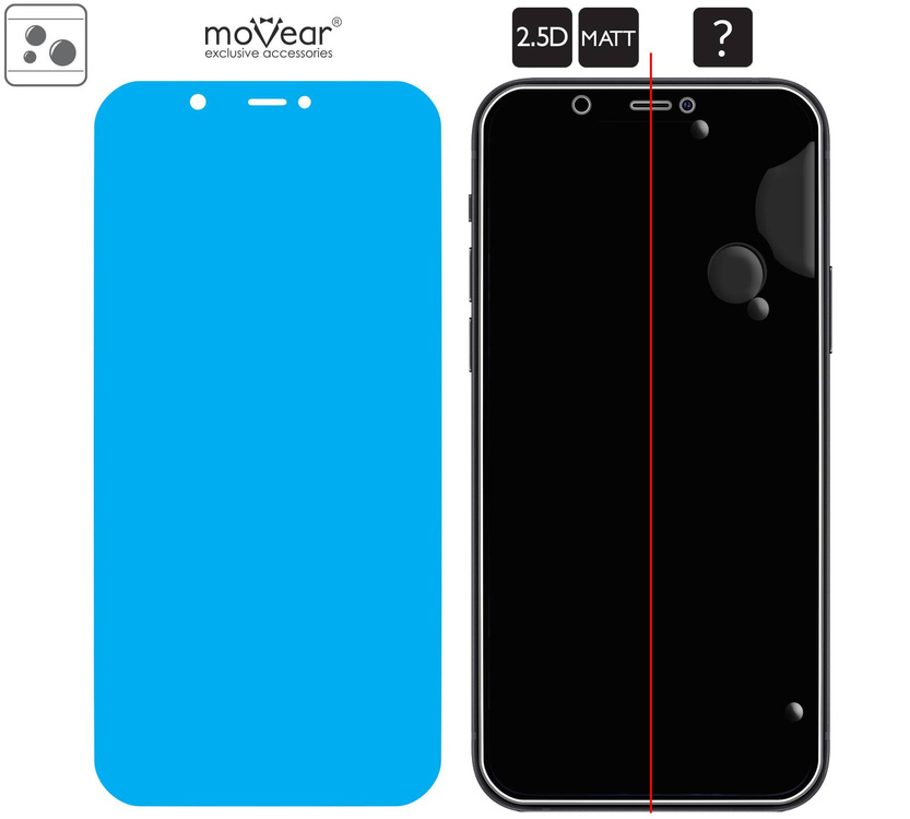 moVear GLASS mSHIELD 2.5D MATT do Apple iPhone 12 Pro / 12 (6.1") (Antyrefleksyjne, kompatybilne z etui)