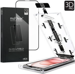 moVear mBOX GLASS mSHIELD 3D PRO do Apple iPhone 16 / 15 (6,1") (łatwy montaż)