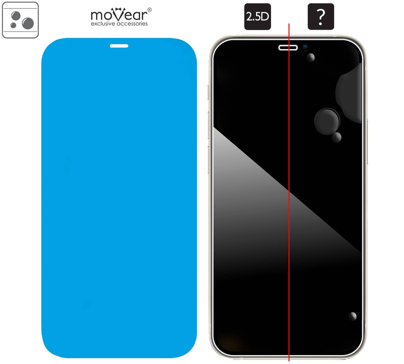 2 szt. | moVear GLASS mSHIELD 2.5D do Apple iPhone 12 Mini (5.4") (kompatybilne z etui)