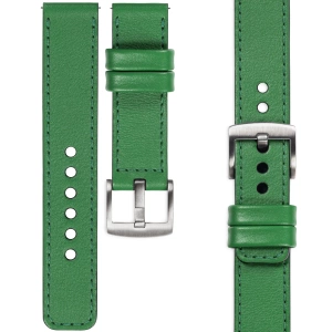 moVear Prestige C1 Skórzany pasek 22mm do zegarka | Zielony, ciemnozielone przeszycie [rozmiary XS-XXL i klamra do wyboru]