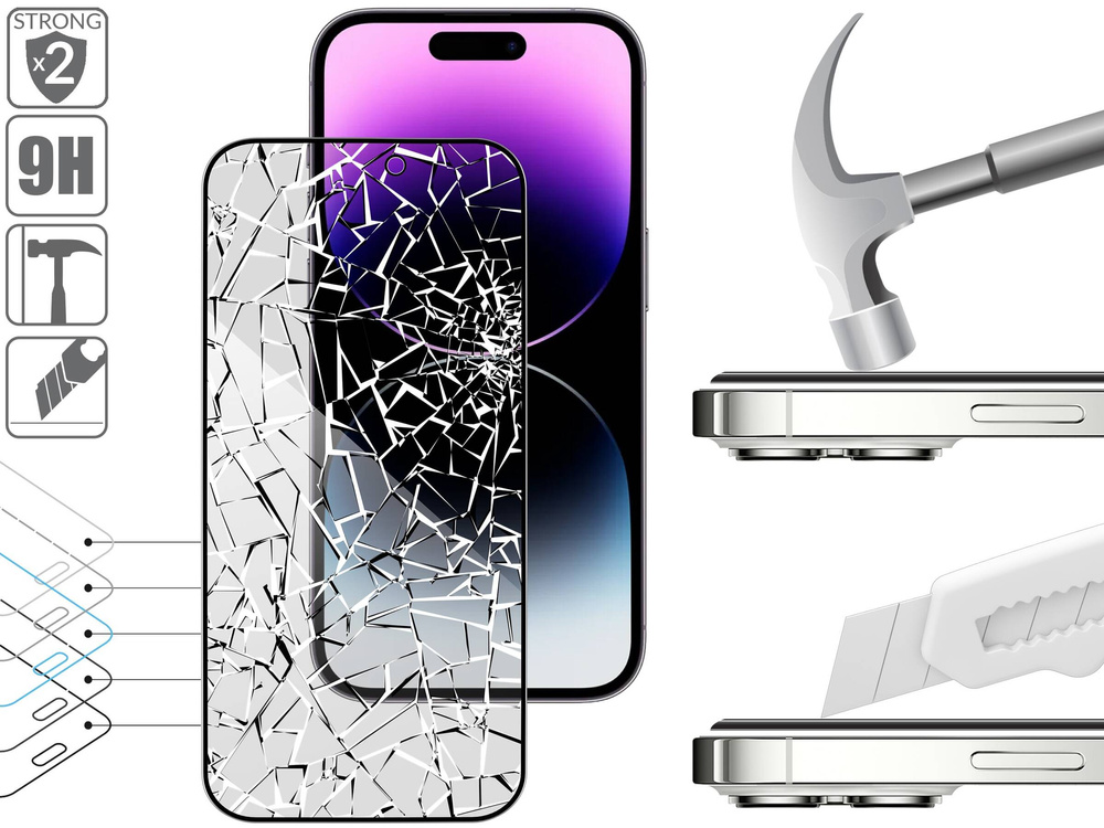 moVear GLASS mSHIELD 2.5D MAX privacy do Apple iPhone 14 Pro Max (6.7") (Prywatyzujące, kompatybilne z etui)