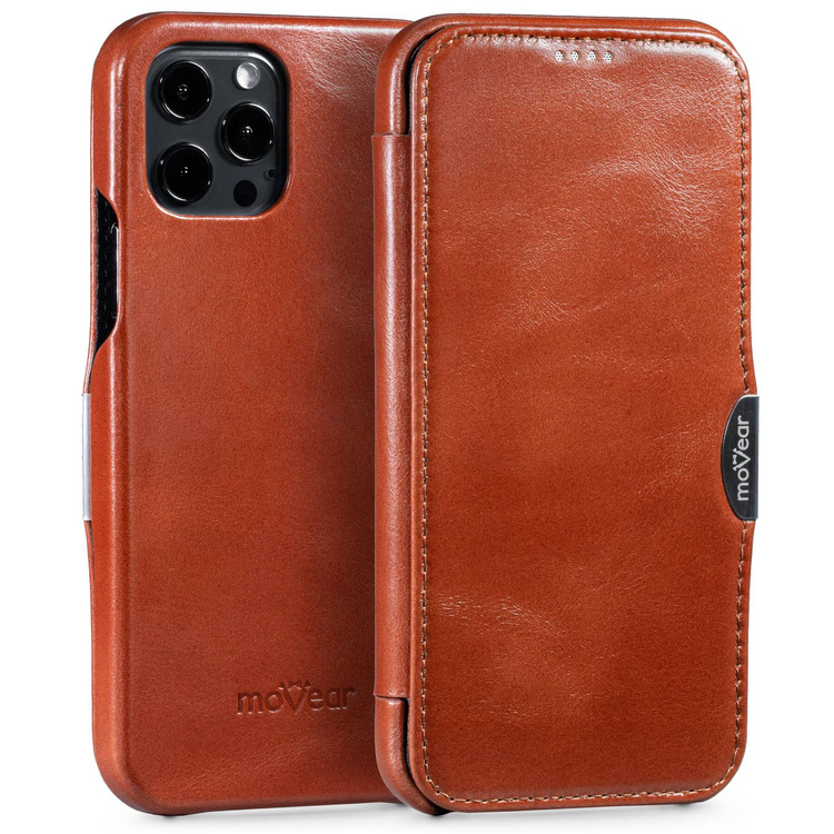 moVear flipSide C skórzane etui do Apple iPhone 12 Pro Max (6.7") | Skóra naturalna vintage (Brązowa)