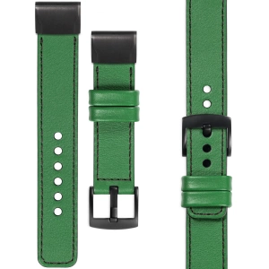 moVear Prestige C1 Skórzany pasek do Garmin QuickFit 22mm (Fenix / Forerunner / Epix / Instinct / Enduro / Quatix / MARQ - 47/45mm) | Zielony, czarne przeszycie [rozmiary XS-XXL i klamra do wyboru]