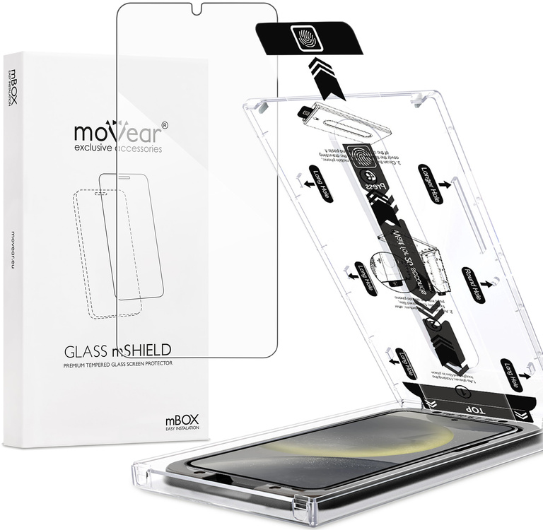 moVear mBOX GLASS mSHIELD 2.5D do Samsung Galaxy S25 / S24 (6.2") (łatwy montaż)