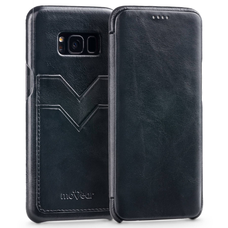 moVear flipSide S+ Skórzane Etui do Samsung Galaxy S8 | Skóra Vintage | Czarny