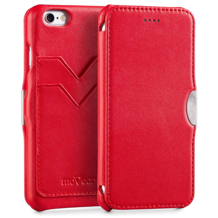 moVear flipSide C+ Skórzane Etui do Apple iPhone 6 / 6s | Skóra Gładka | Czerwony